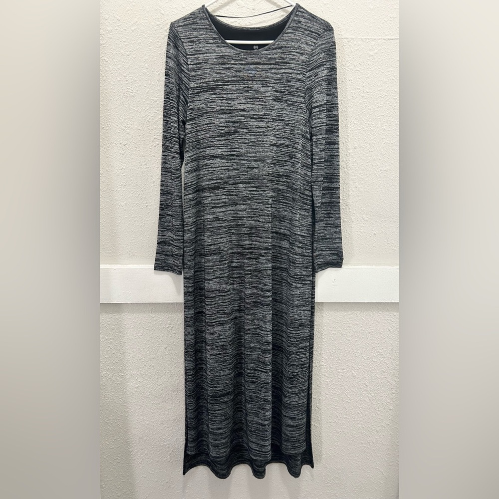 Kensie Women's Space Dye Long Sleeve High Side Slit Maxi Dress NWT Medium